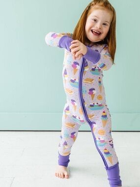 LITTLE SLEEPIES WILDBERRY ICE CREAM SOCIAL BAMBOO VISCOSE ZIPPY Sleeper purple